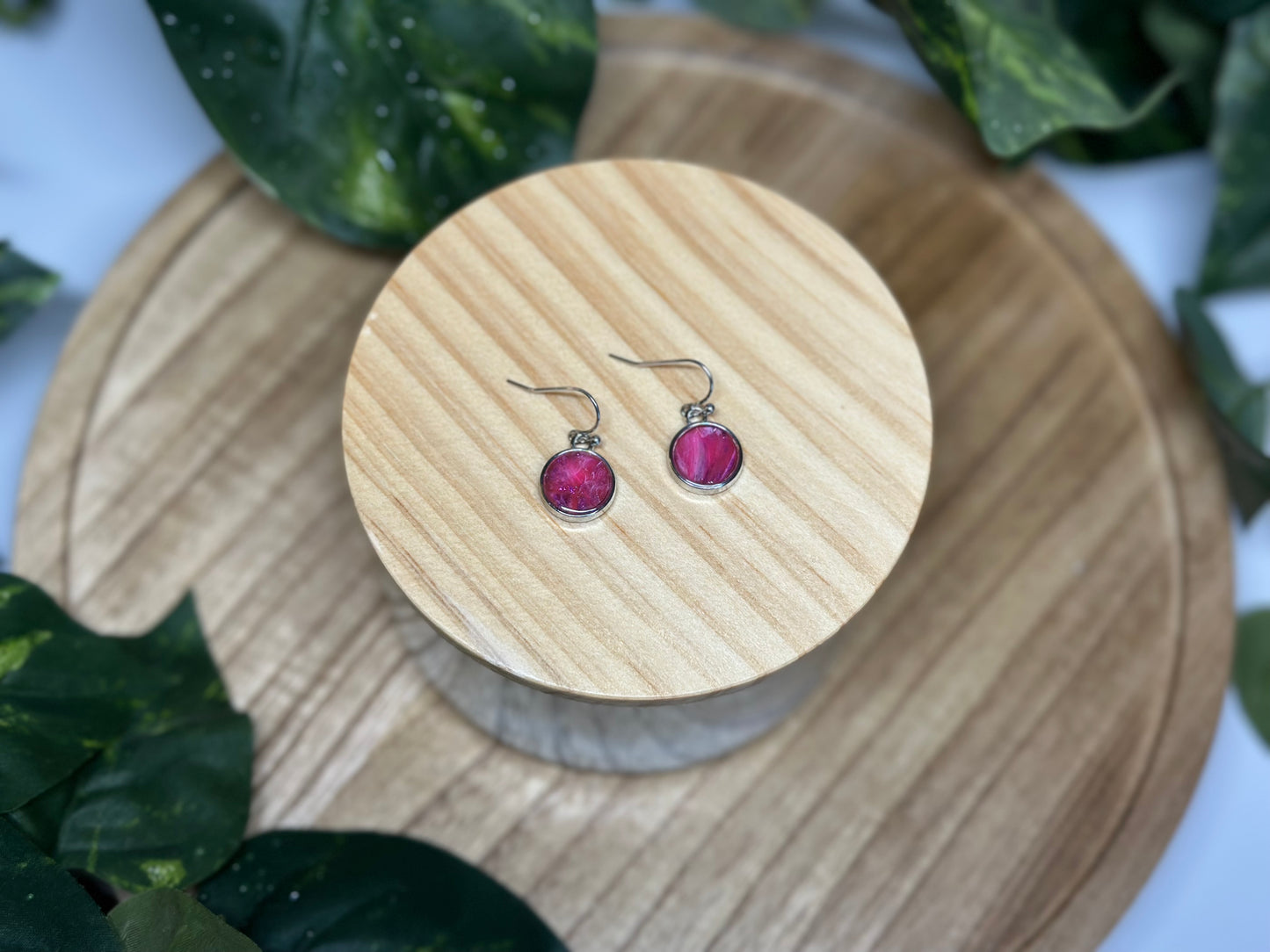 Circle Small Earrings - Fuchsia