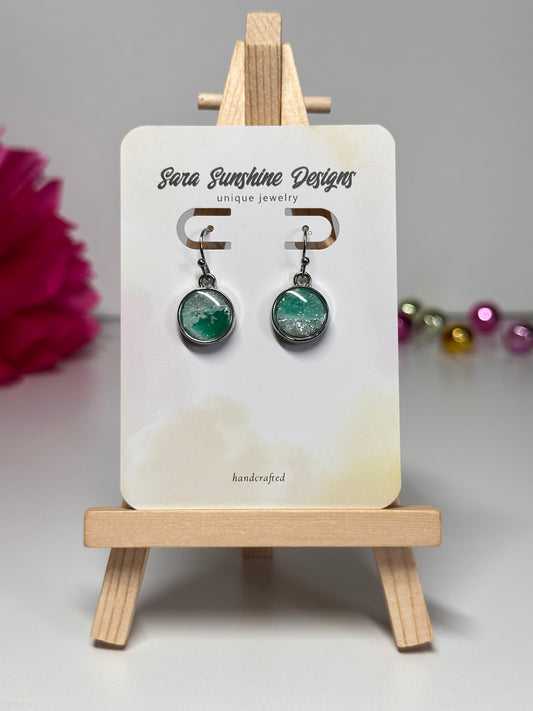 Circle Small Earrings - Green