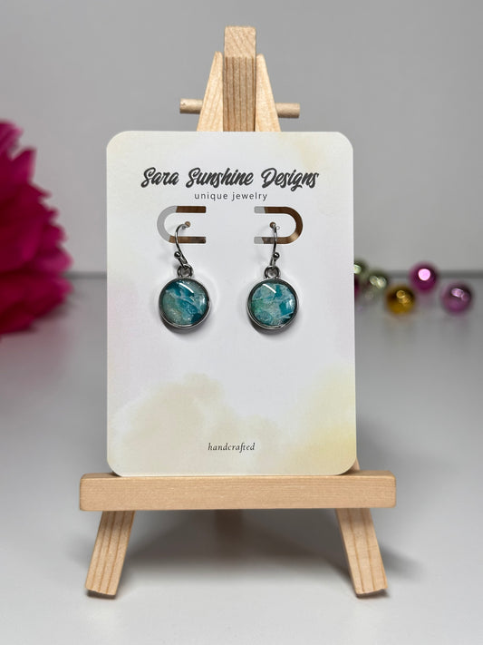 Circle Small Earrings - Ocean Blue