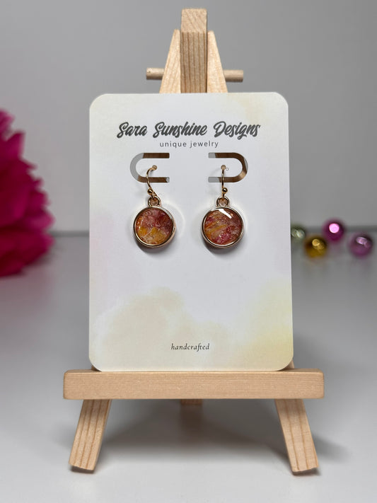 Circle Small Earrings - Yellow & Pink 1