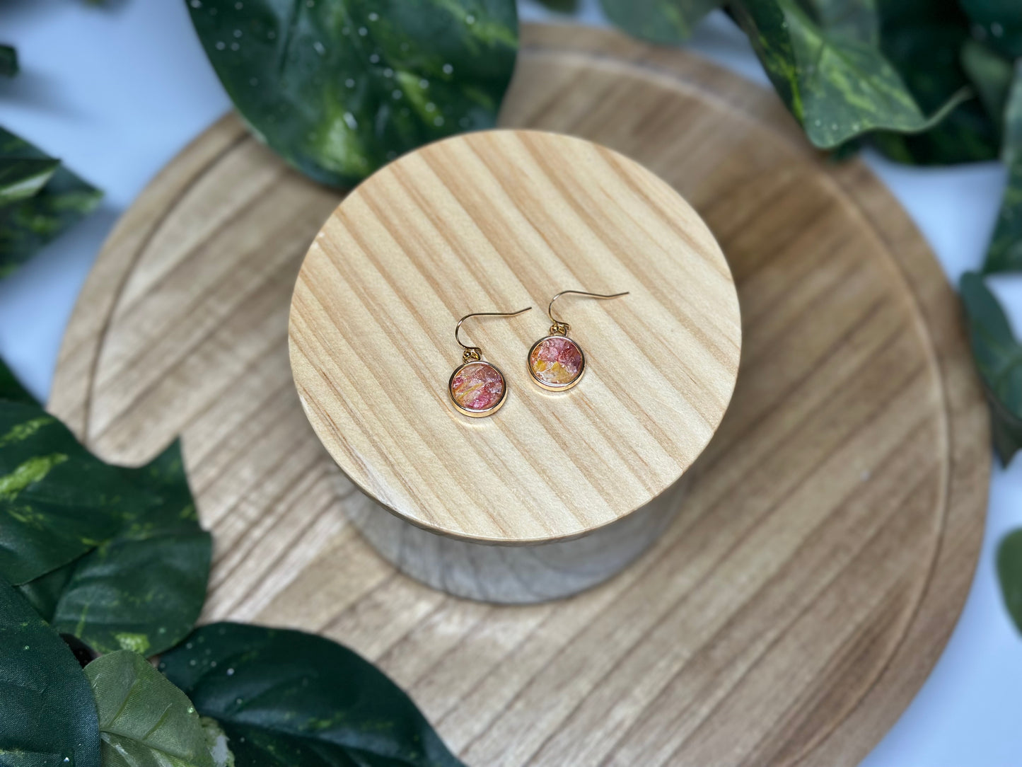 Circle Small Earrings - Yellow & Pink 1