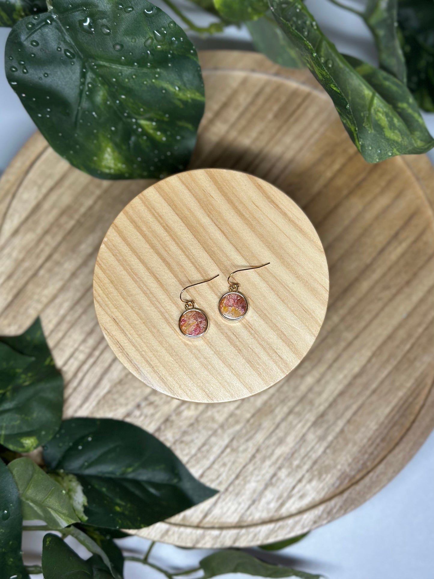 Circle Small Earrings - Yellow & Pink 1
