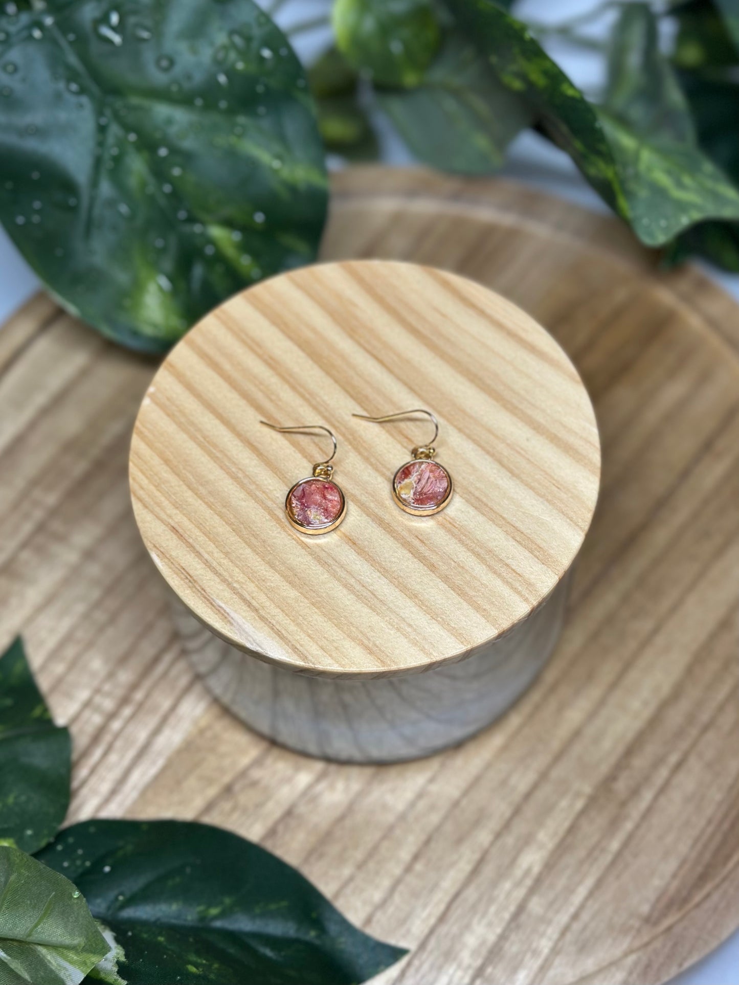 Circle Small Earrings - Yellow & Pink 2