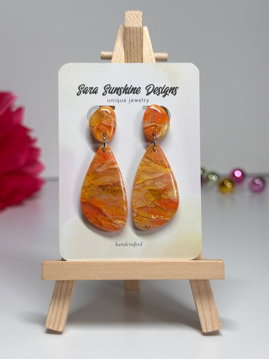 Curvy Long Earrings - Orange 2