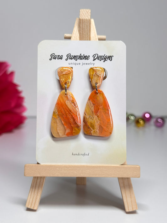 Curvy Triangle Earrings - Orange