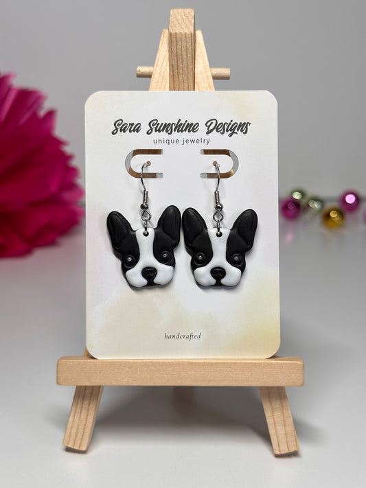 Dogs - Boston Terrier Earrings - Black & White