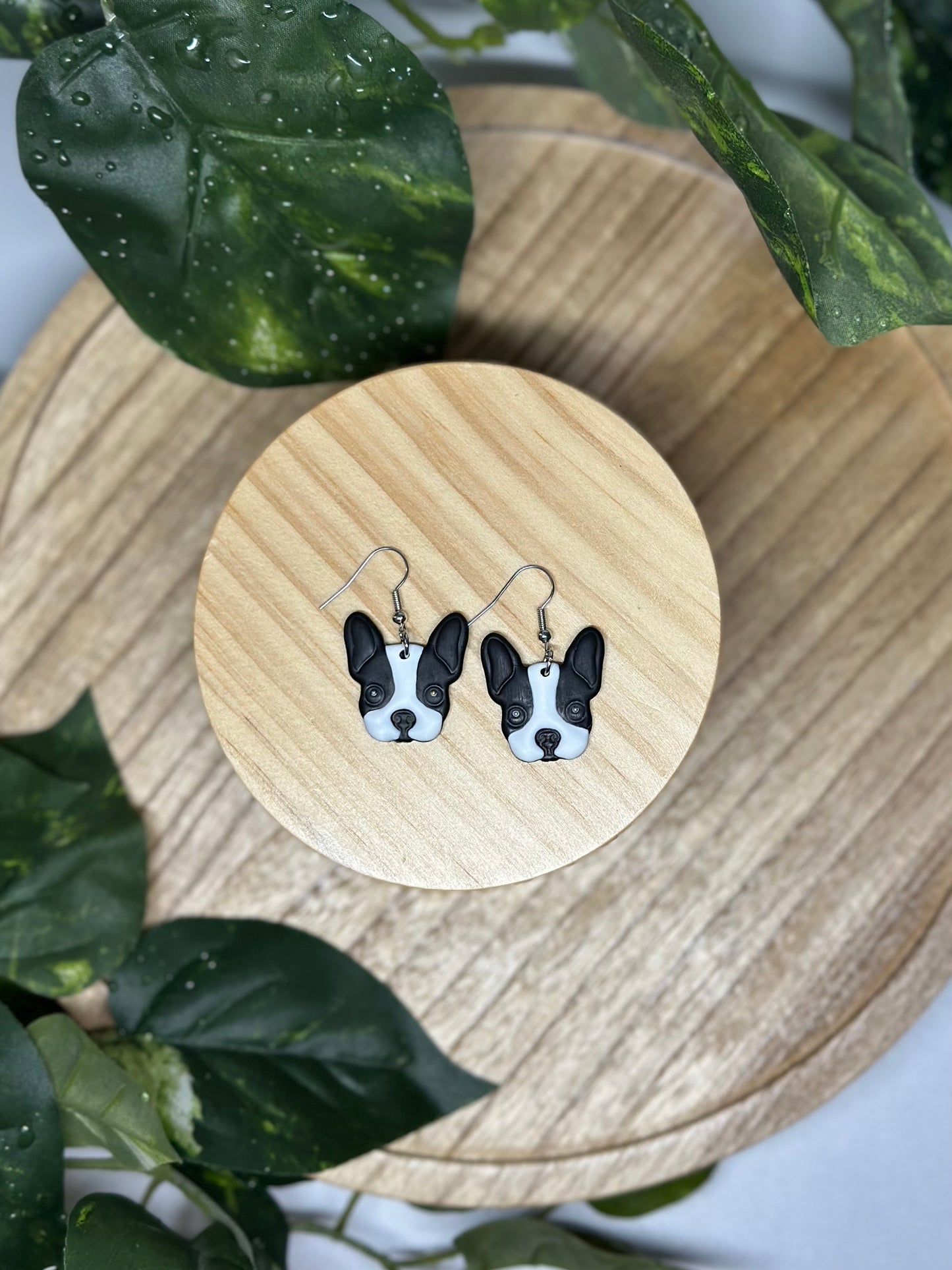 Dogs - Boston Terrier Earrings - Black & White
