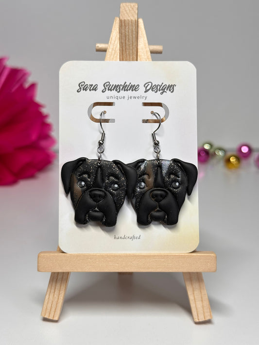Dogs - Boxer / Mastiff Earrings - Black Brindle