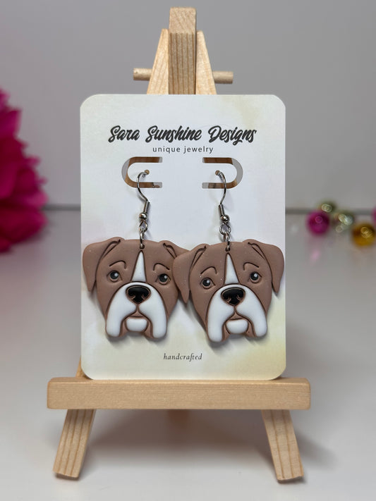 Dogs - Boxer / Mastiff Earrings - Fawn