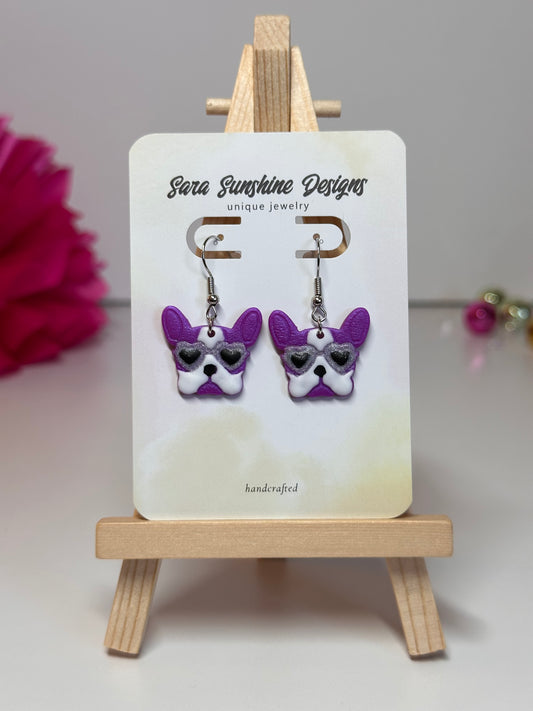 Dogs - Frenchie Heart Eyes - Purple & White