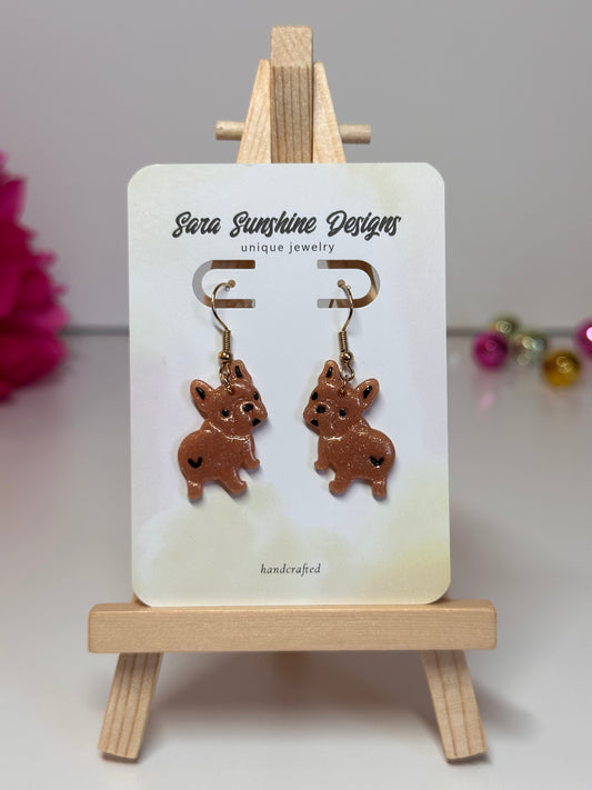 Dogs - Frenchie 'look' Earrings - Tan