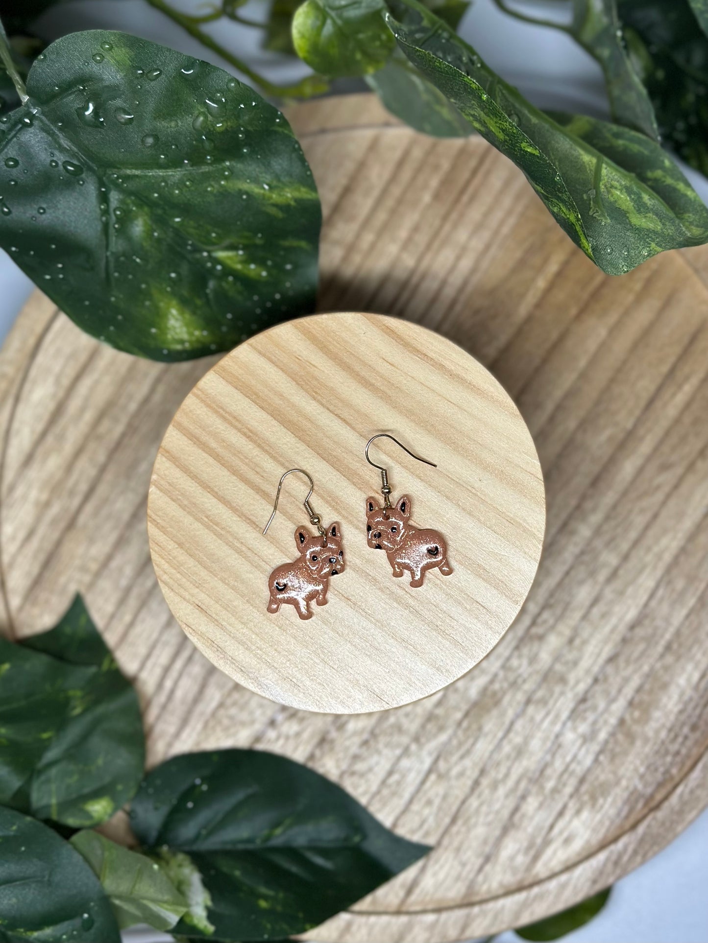 Dogs - Frenchie 'look' Earrings - Tan