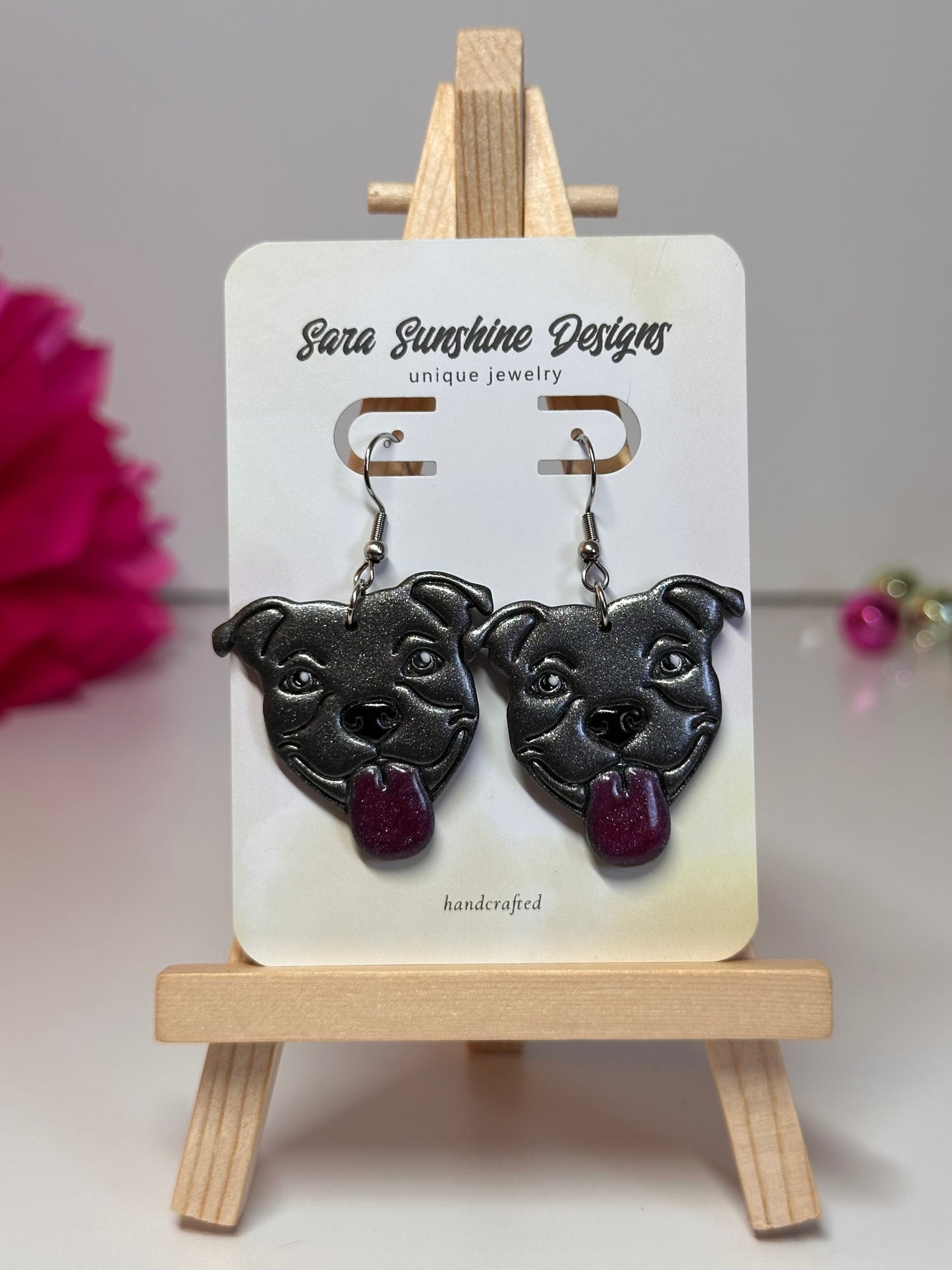 Dogs - American Bulldog / Pitbull Earrings - Silver