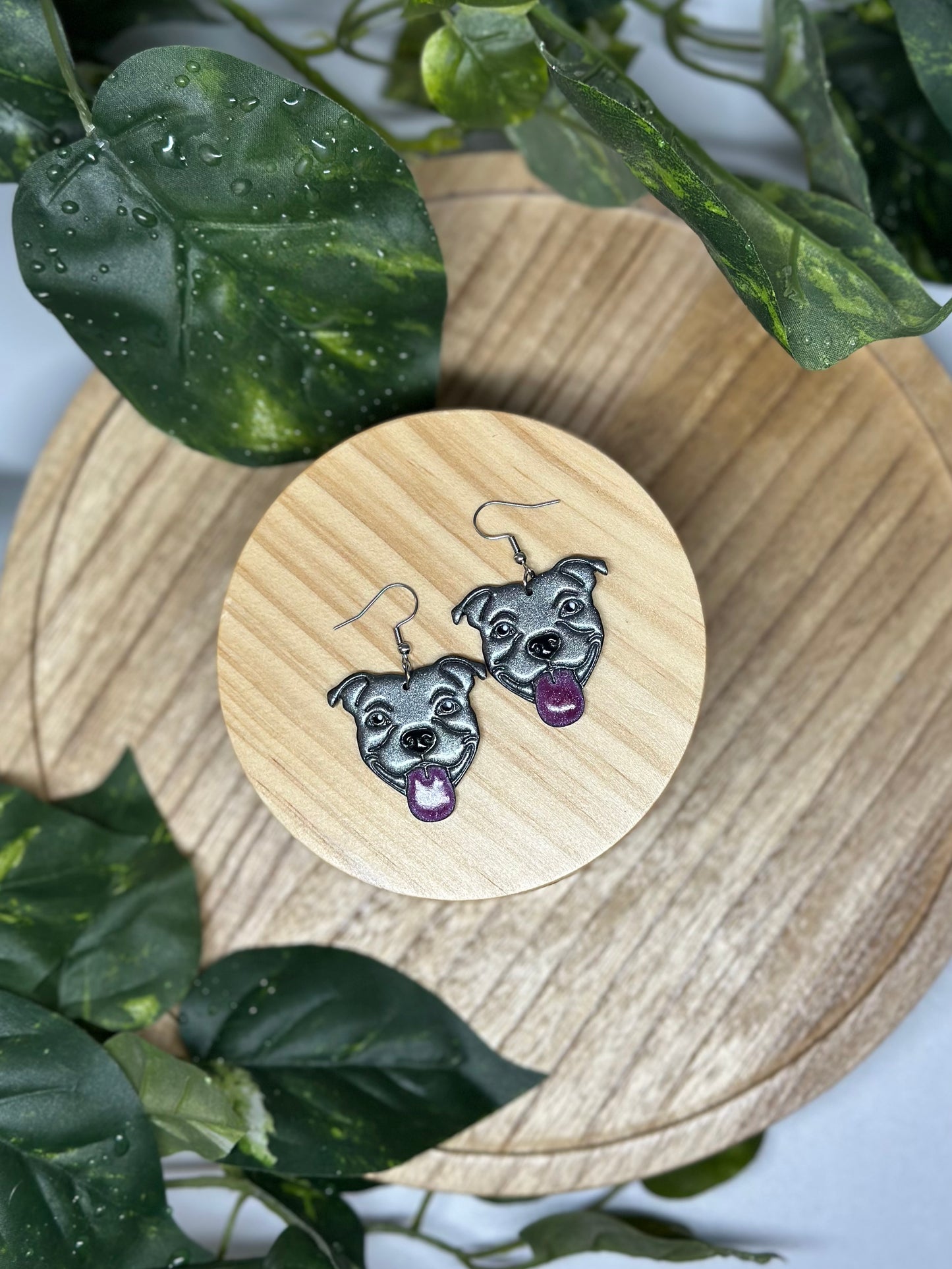 Dogs - American Bulldog / Pitbull Earrings - Silver