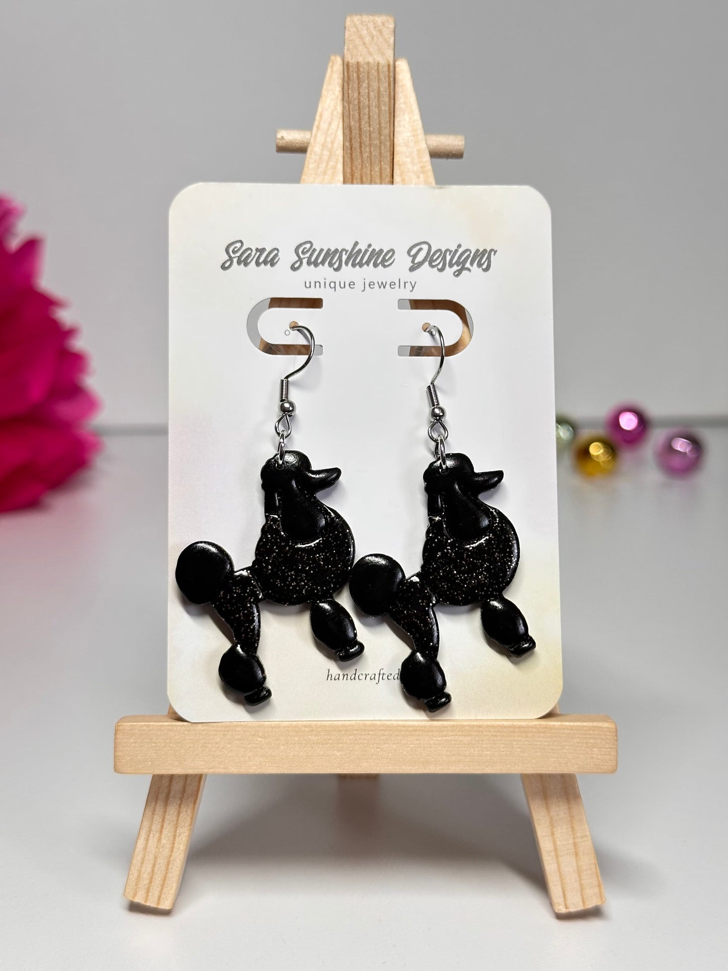 Dogs - Standard Poodle Earrings - Black