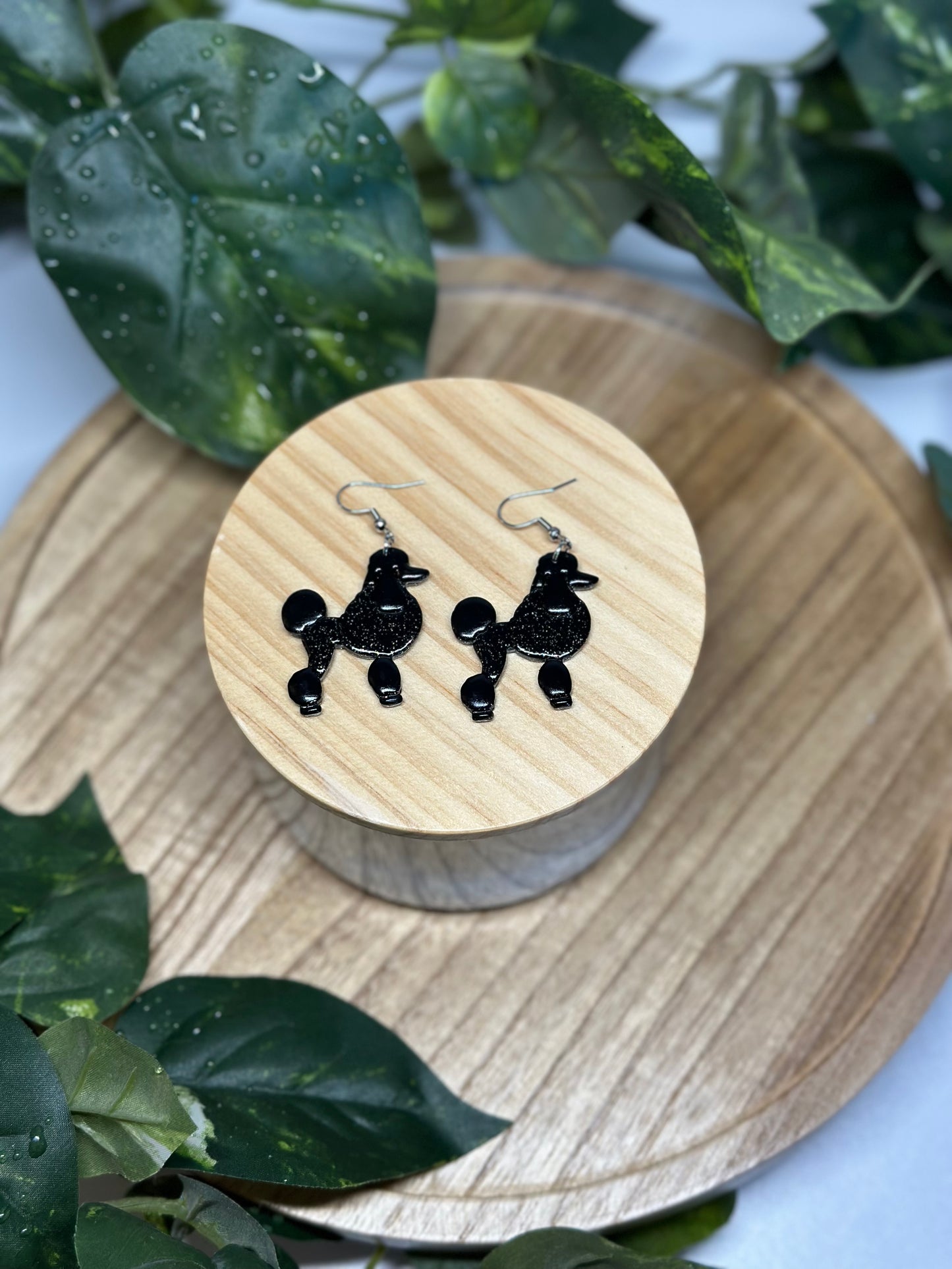 Dogs - Standard Poodle Earrings - Black