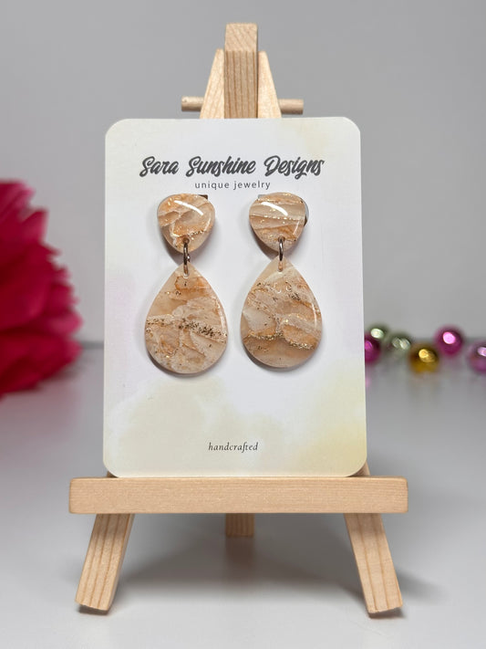 Drop Pendant Earrings - Beige