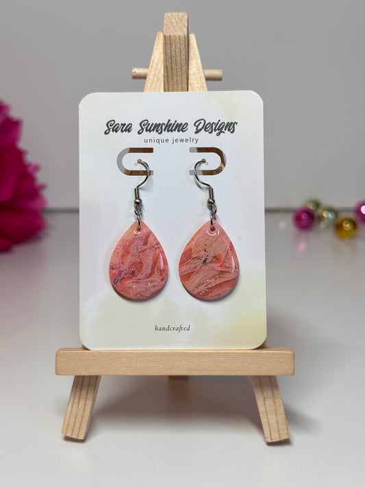 Drop Pendant Earrings - Light Pink
