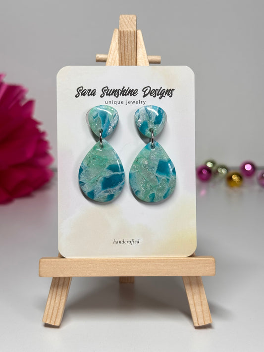 Drop Pendant Earrings - Ocean Blue