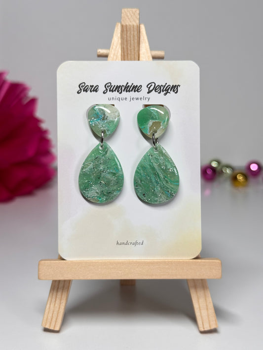 Drop Pendant Earrings - Ocean Green