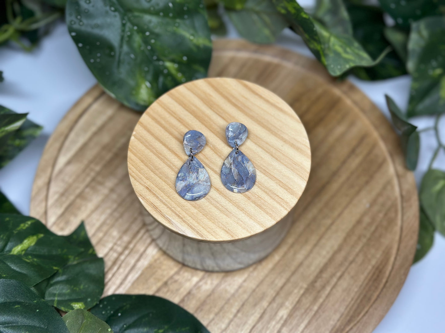 Drop Pendant Earrings - Celestial Blue