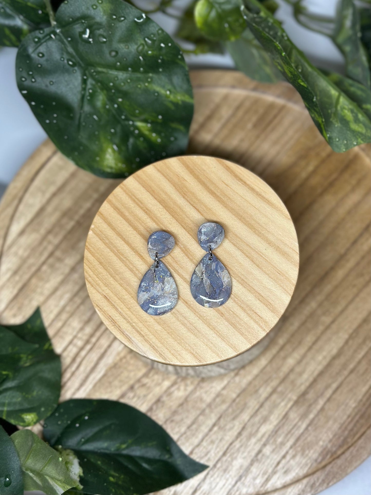 Drop Pendant Earrings - Celestial Blue