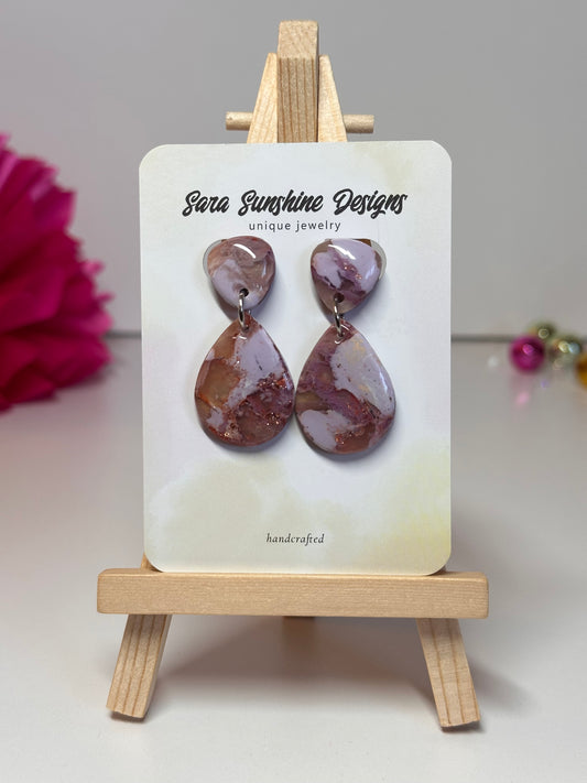 Drop Pendant Earrings - Purple