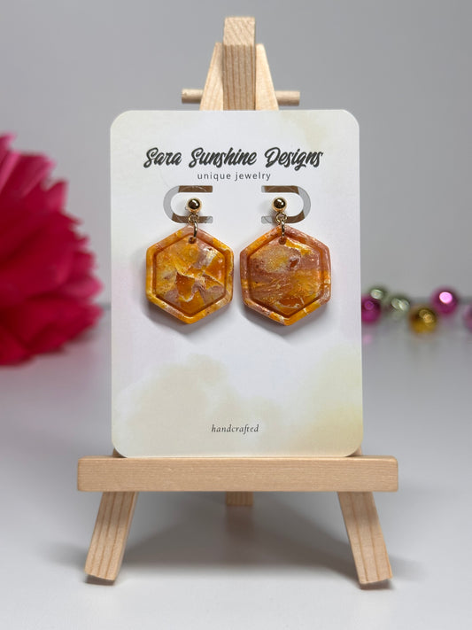 Hexagon Earrings - Yellow