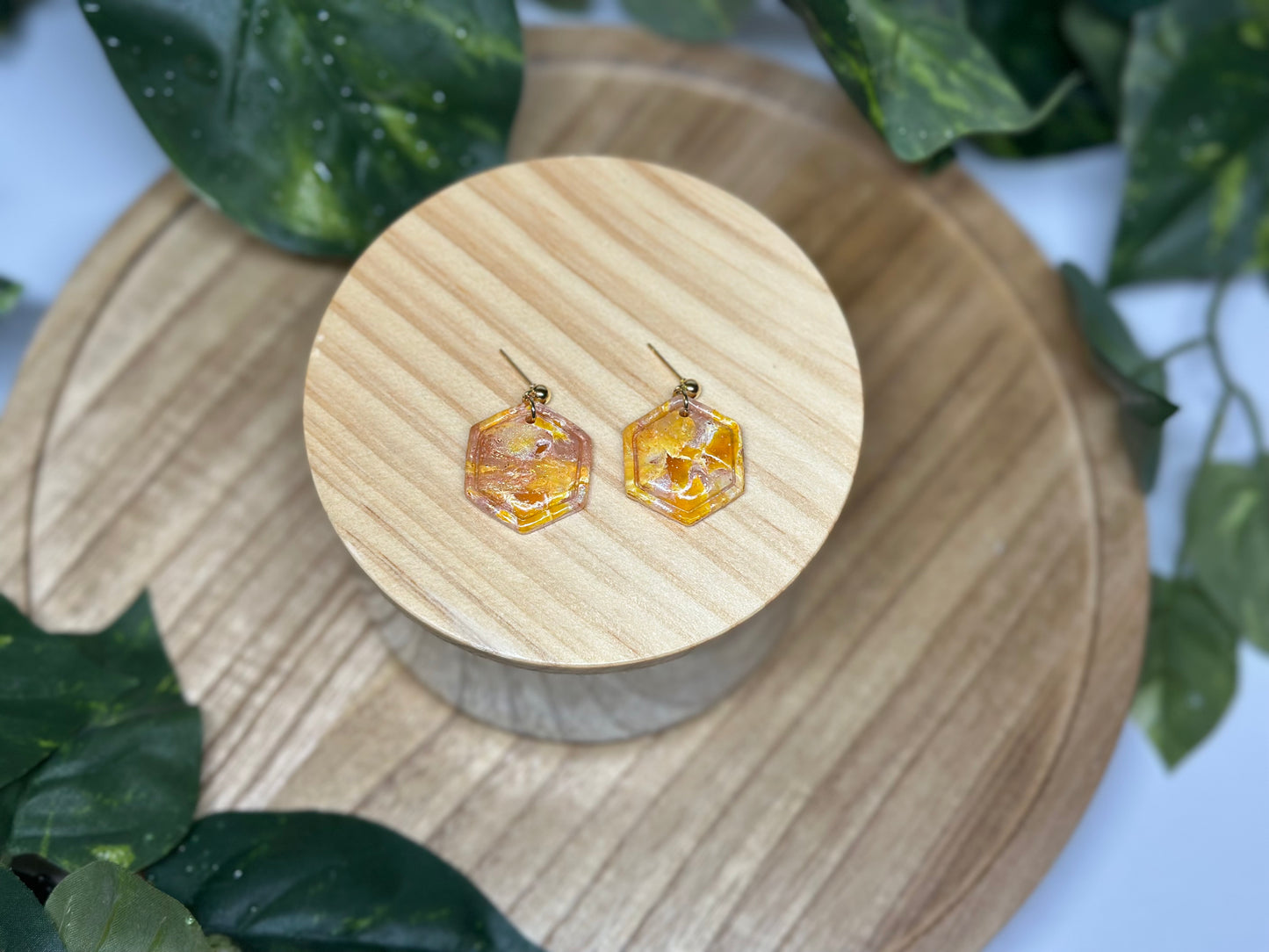 Hexagon Earrings - Yellow