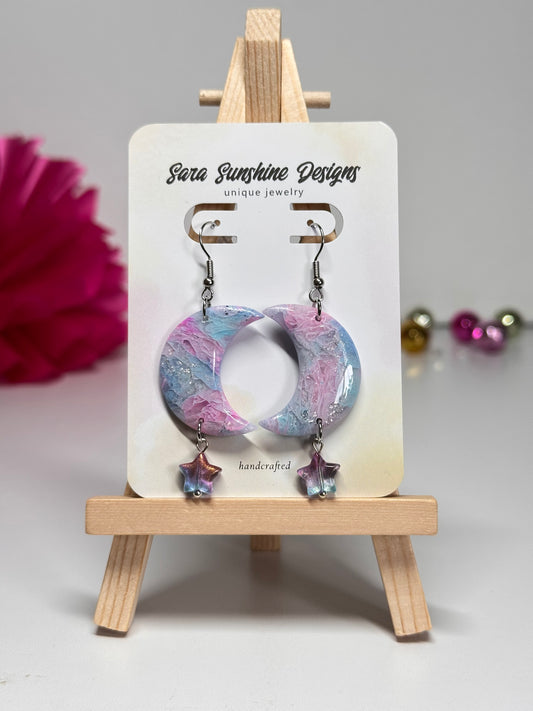 Moon Earrings - Cotton Candy