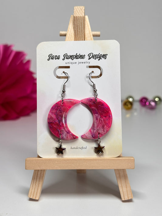 Moon Earrings - Fuchsia