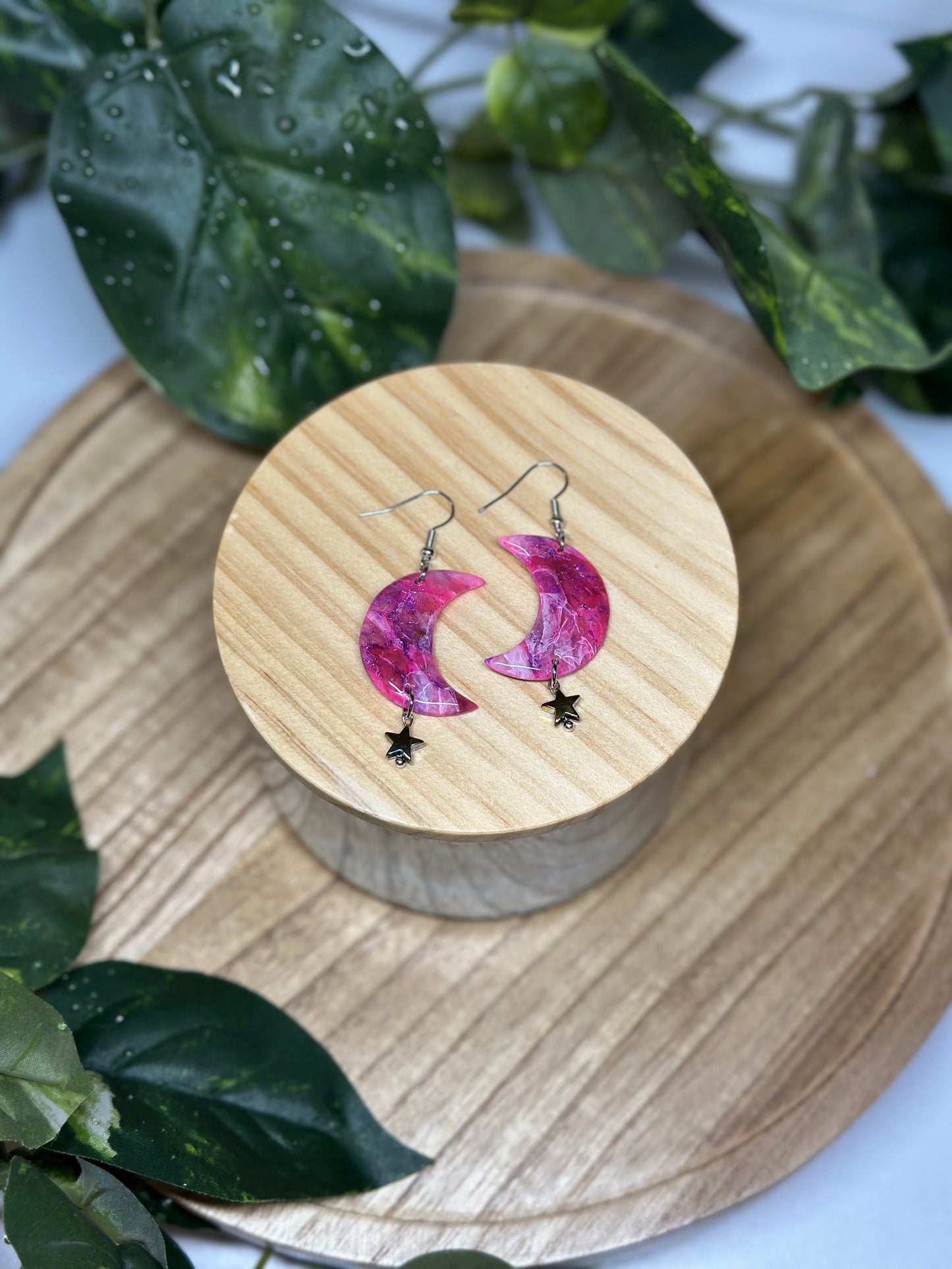 Moon Earrings - Fuchsia