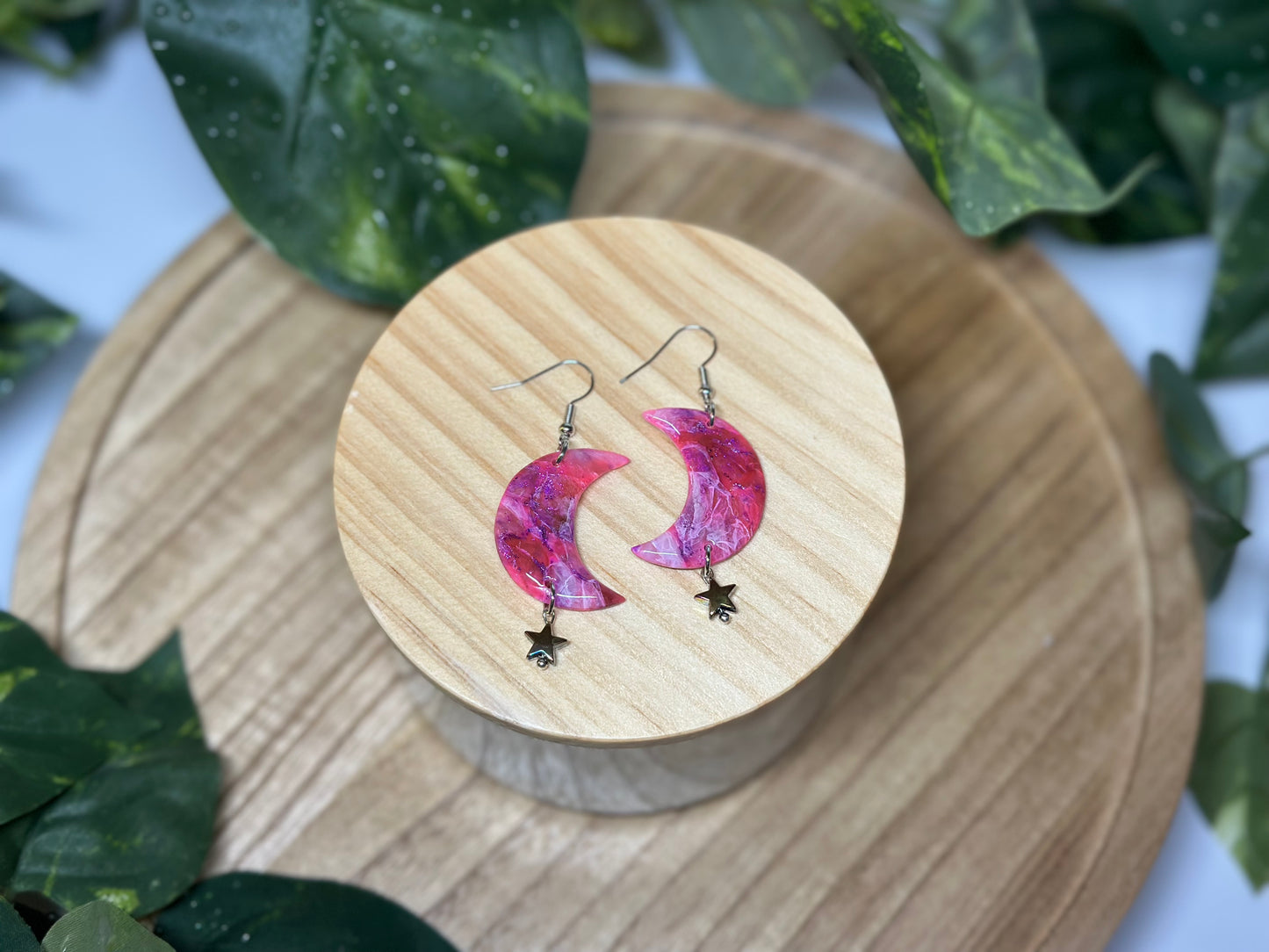 Moon Earrings - Fuchsia