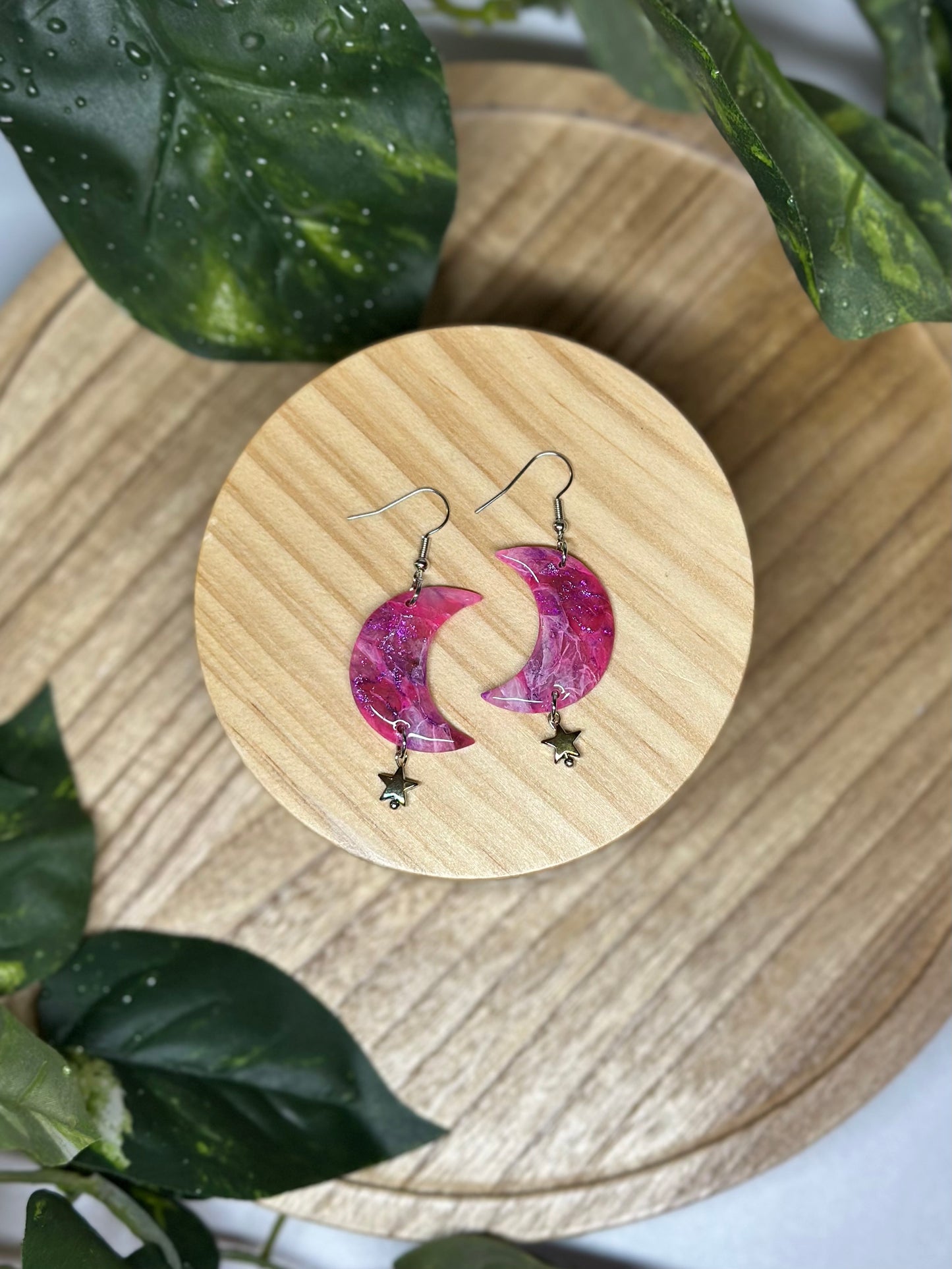 Moon Earrings - Fuchsia