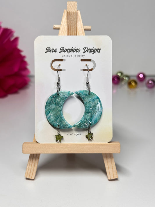 Moon Earrings - Teal 1