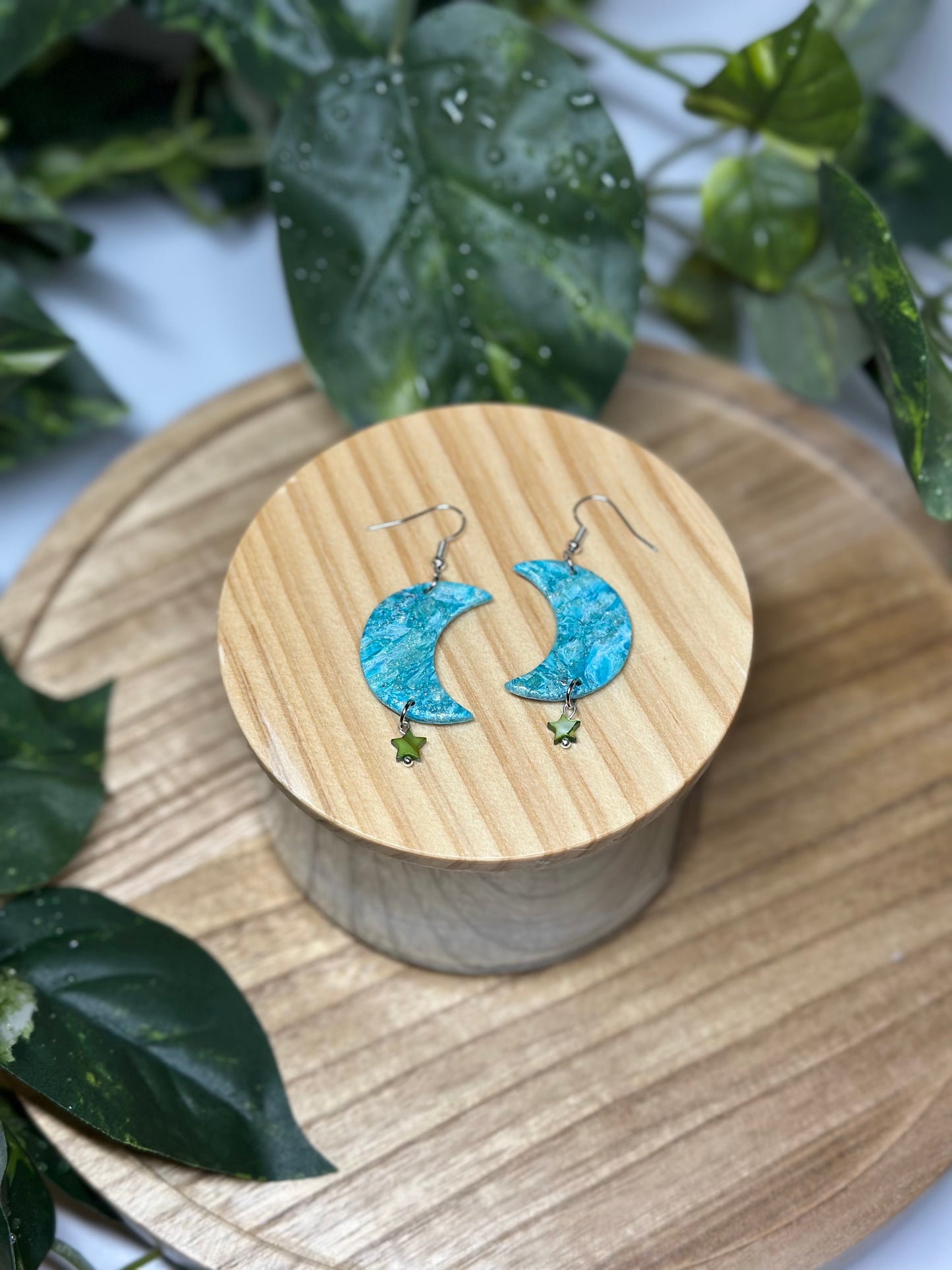 Moon Earrings - Teal 1