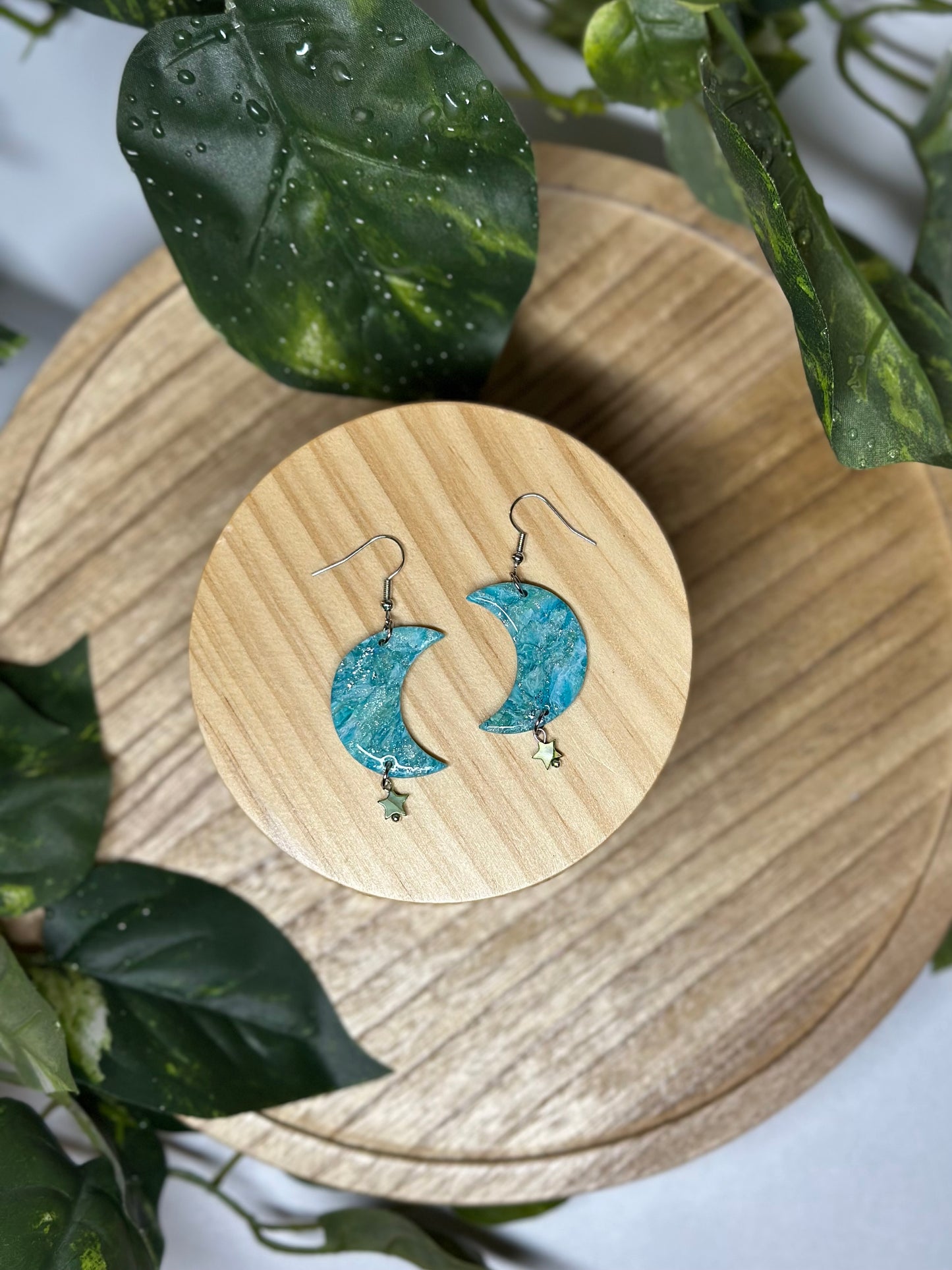 Moon Earrings - Teal 1