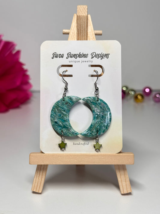 Moon Earrings - Teal 2