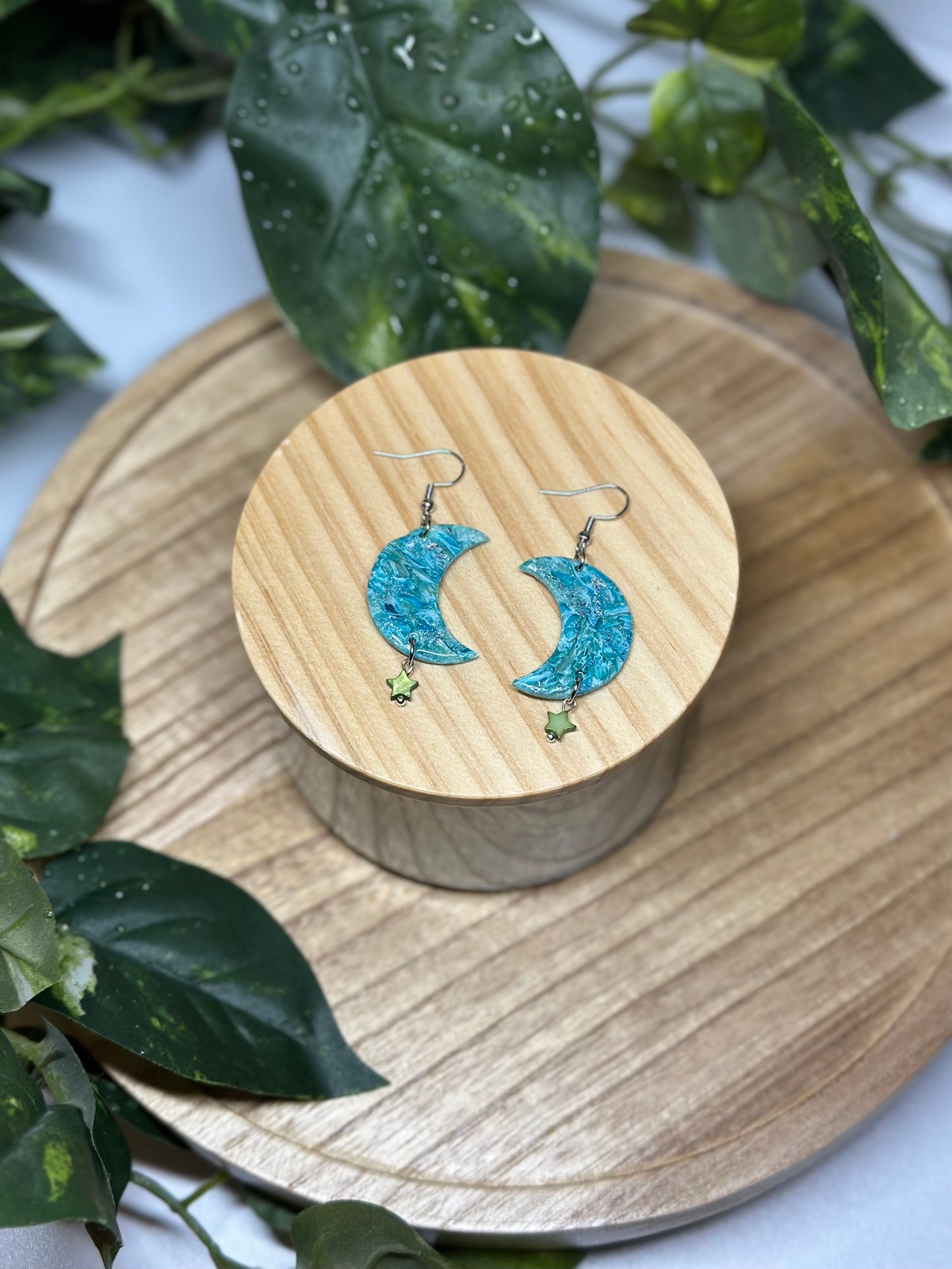 Moon Earrings - Teal 2