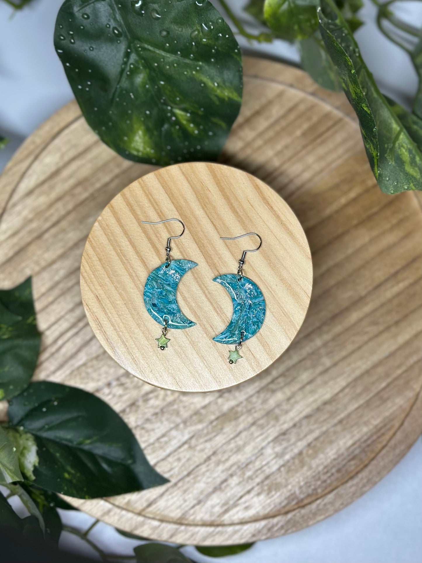 Moon Earrings - Teal 2