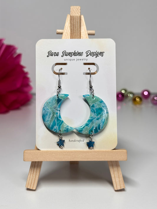 Moon Earrings - Ocean Blue 1
