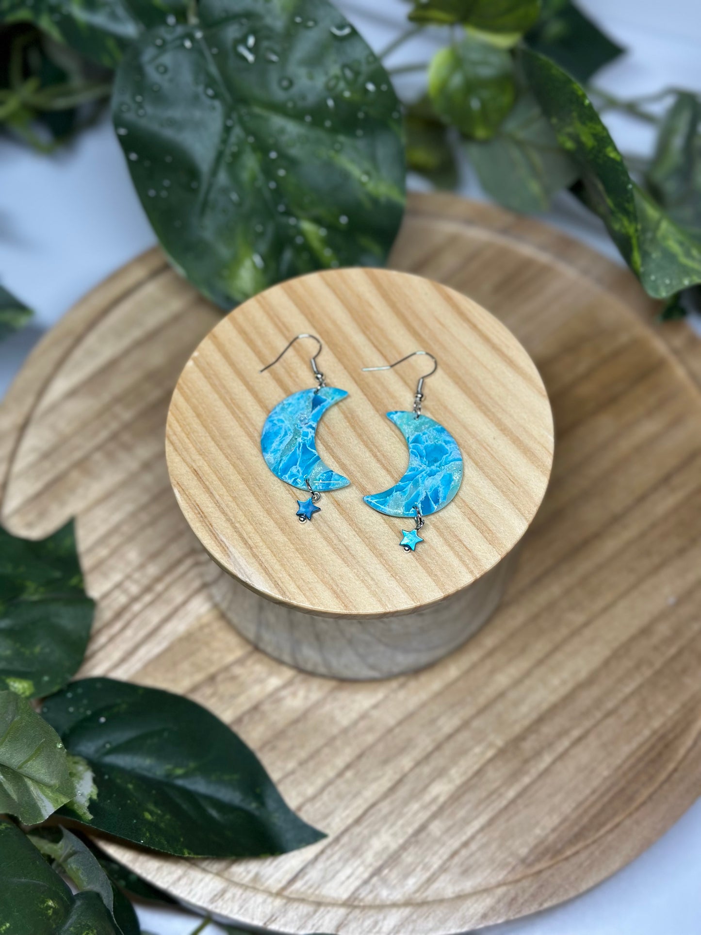 Moon Earrings - Ocean Blue 1