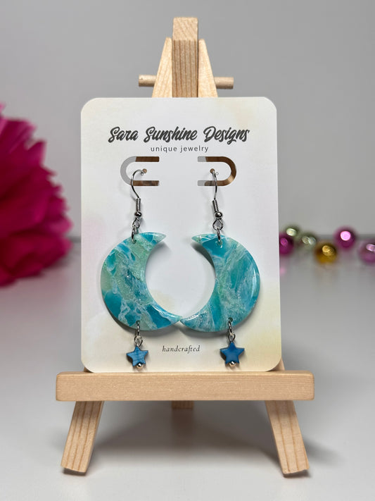 Moon Earrings - Ocean Blue 2