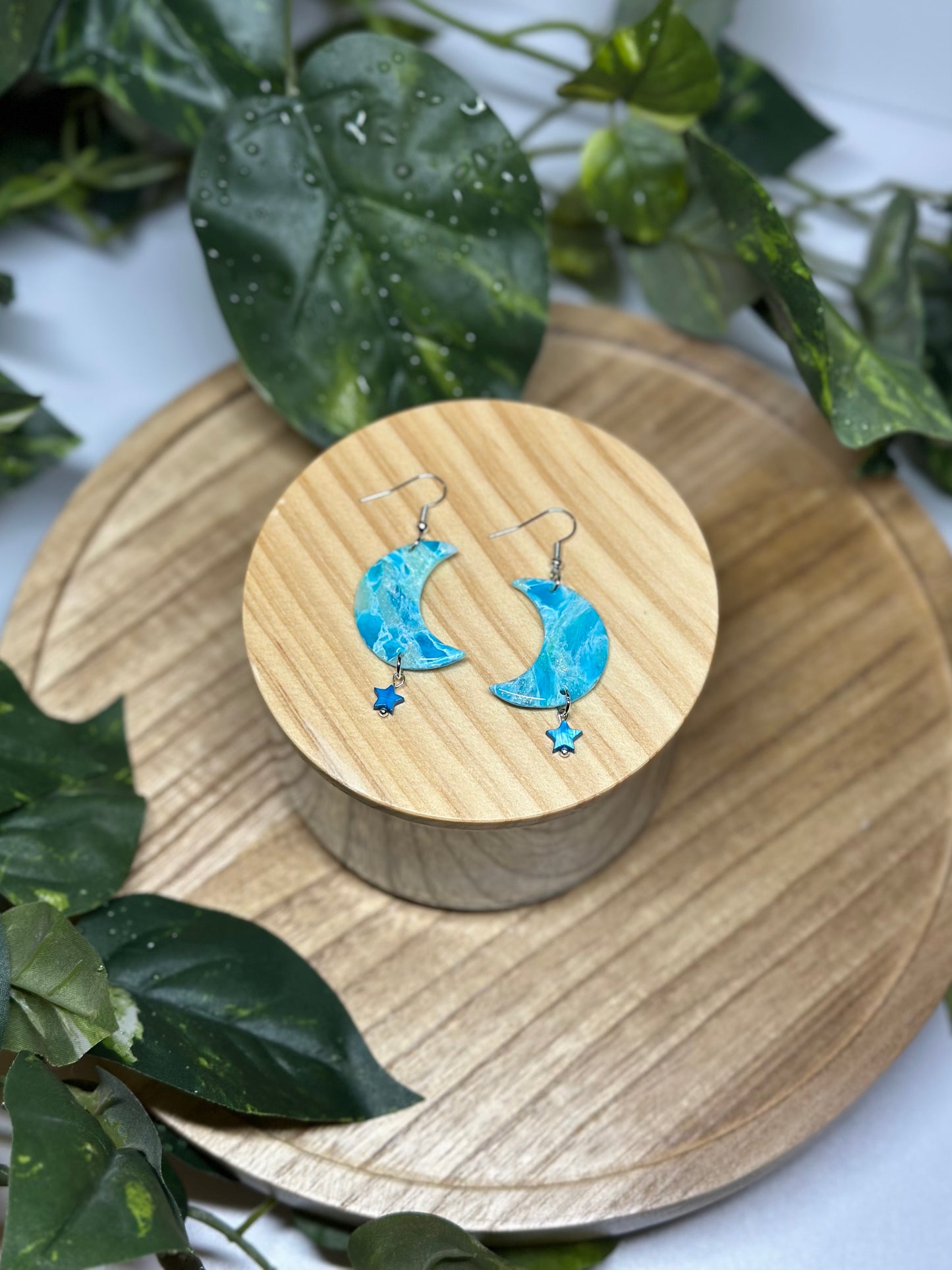 Moon Earrings - Ocean Blue 2