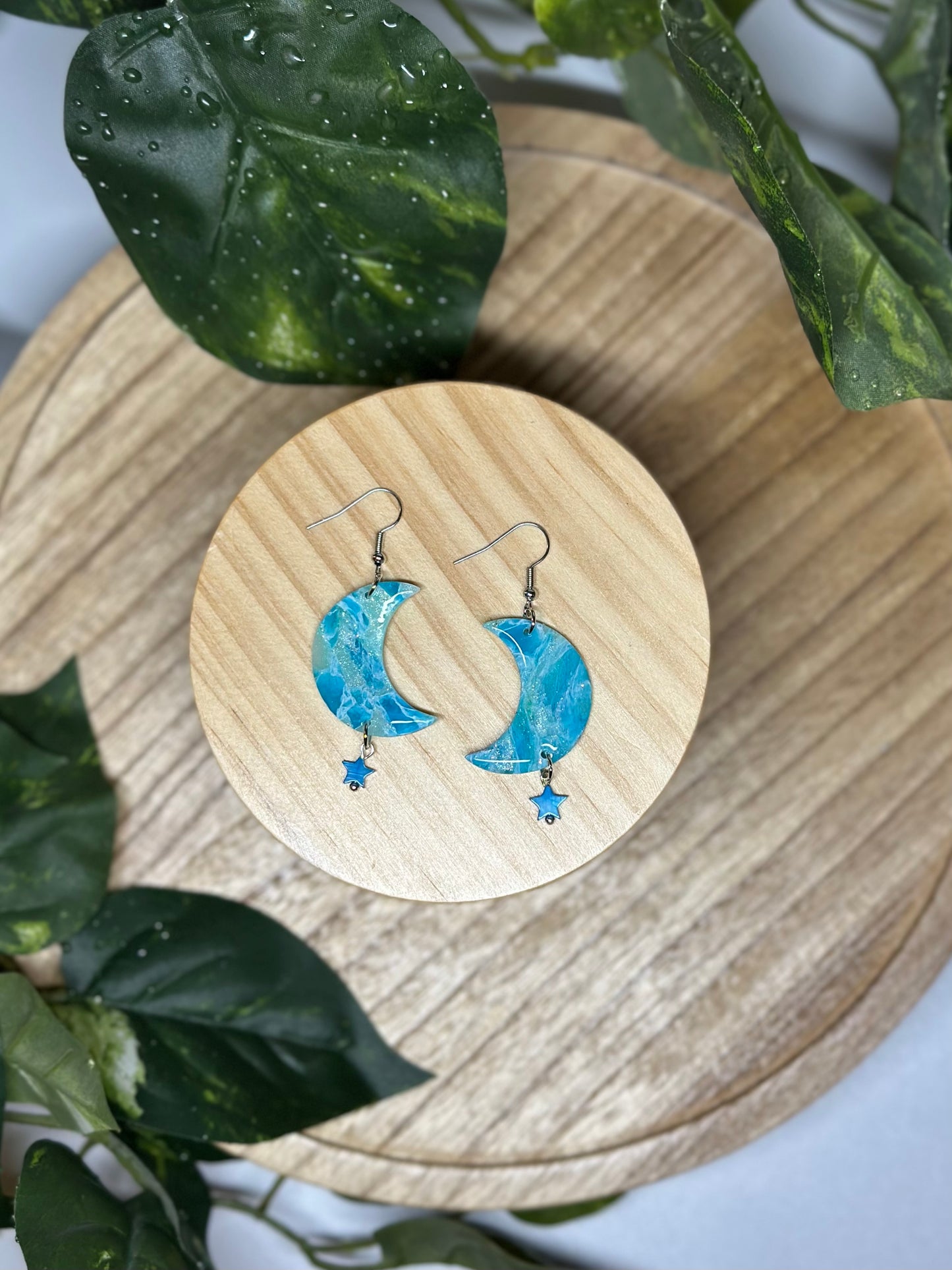 Moon Earrings - Ocean Blue 2