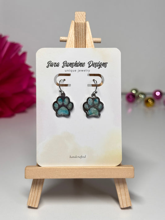 Paw Print Earrings - Ocean Blue 1