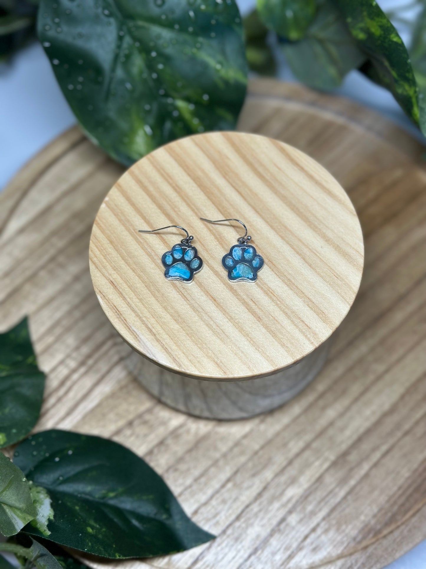 Paw Print Earrings - Ocean Blue 1