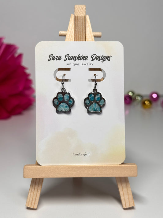 Paw Print Earrings - Ocean Blue 2