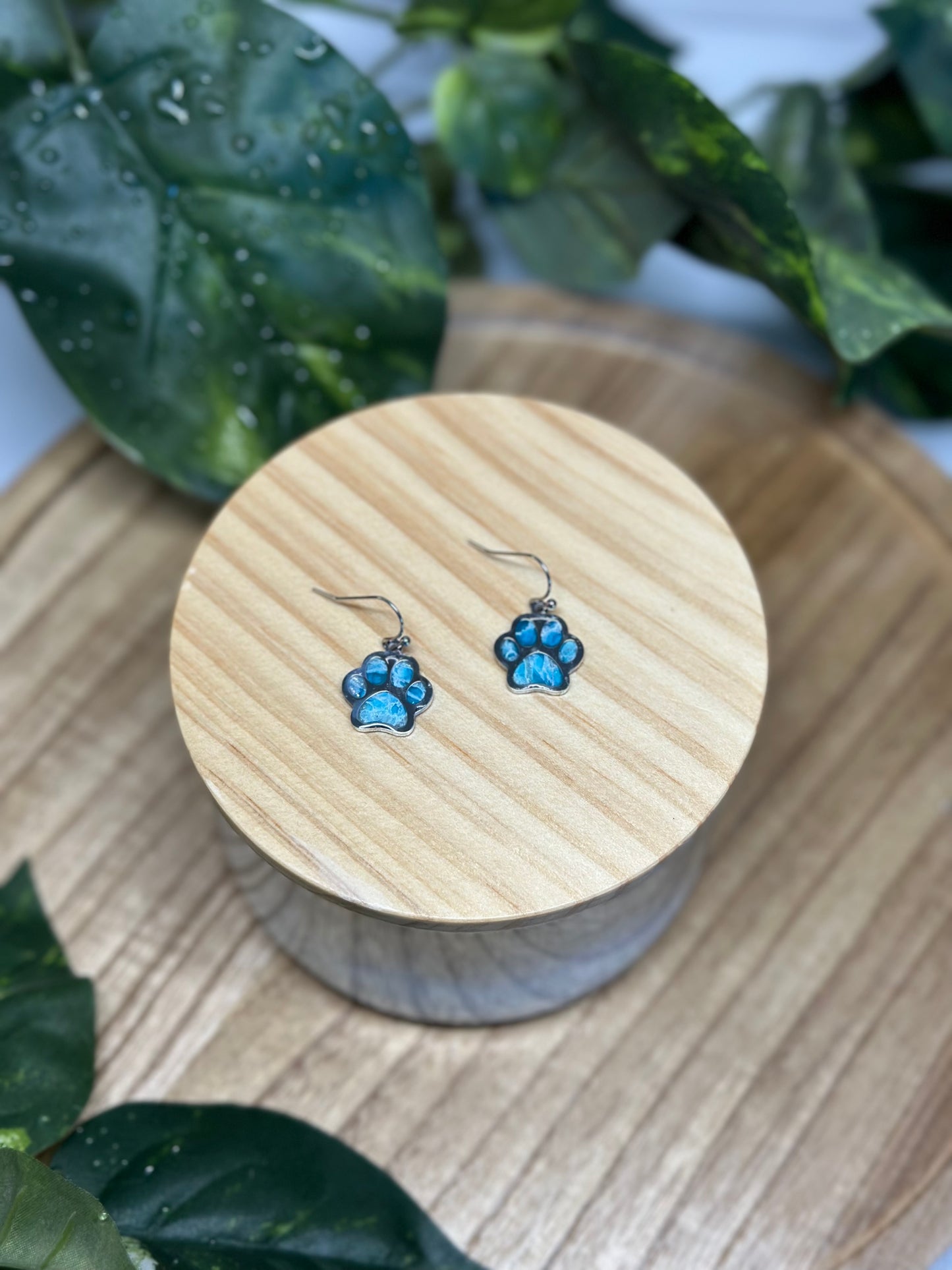 Paw Print Earrings - Ocean Blue 2