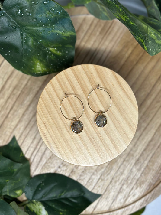 Circle Small Hoop Earrings - Gold & Black
